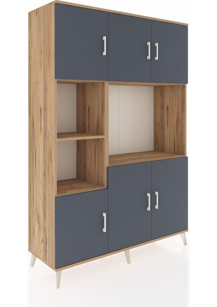 Hyperion Dolap 9 Raflı 6 Kapaklı 132X44X195 Çam-Antrasit/çam fiyatları