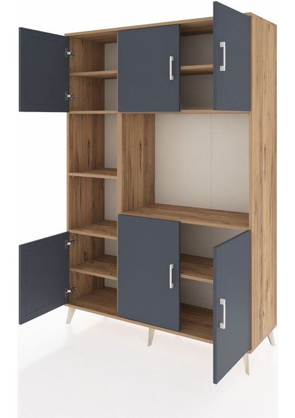 Hyperion Dolap 9 Raflı 6 Kapaklı 132X44X195 Çam-Antrasit/çam modelleri