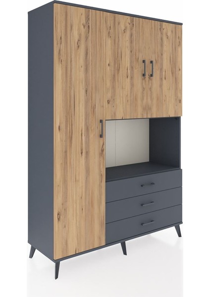 Hyperion Dolap 6 Raflı 3 Çekmeceli 3 Kapaklı 132X44X195 Antrasit-Çam/antrasit fiyatları