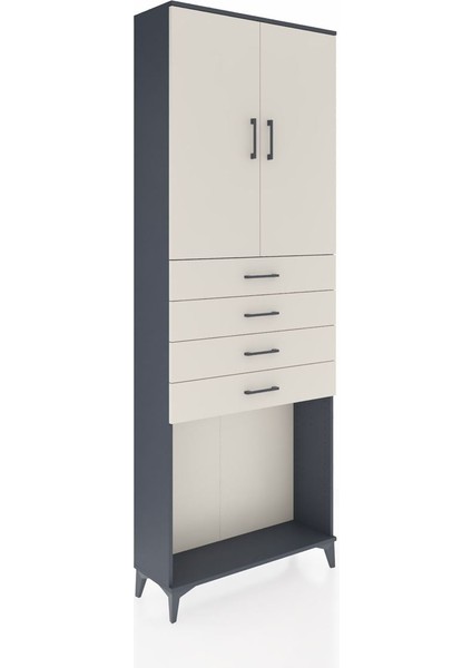 Arges Dolap 3 Raflı 4 Çekmeceli 2 Kapaklı 88X30X243 Antrasit-Aytaşı fiyatları