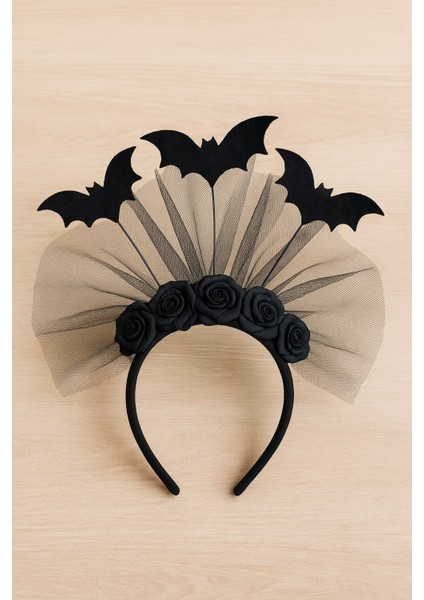 Siyah Güllü Yarasalar Tüllü Taç – Çocuk Kostüm & Doğum Günü Aksesuarı (Halloween Konsept) modelleri