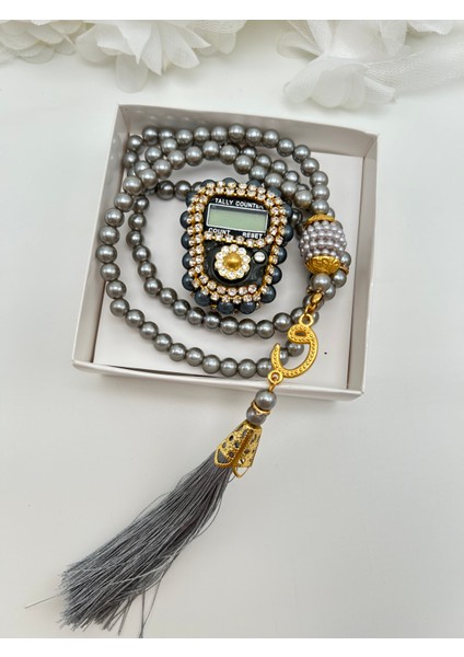 1 Adet Hediyelik Çeyizlik Kutulu Tesbih ve Taşlı Zikirmatik Seti ( Mevlit-Sünnet-Hac-Umre)