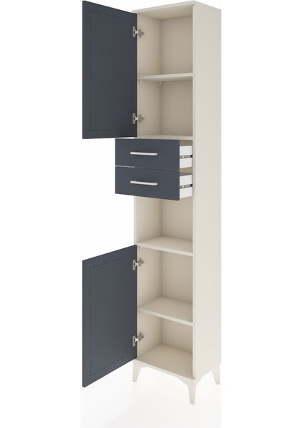 Arges Dolap 4 Raflı 2 Çekmeceli 2 Kapaklı 44X30X221 Aytaşı-Antrasit fırsatları