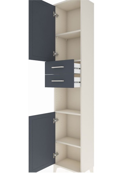 Arges Dolap 4 Raflı 2 Çekmeceli 2 Kapaklı 44X30X221 Aytaşı-Antrasit indirimleri