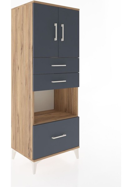 Hyperion Dolap 3 Raflı 3 Çekmeceli 2 Kapaklı 60X44X163 Çam-Antrasit fiyatları