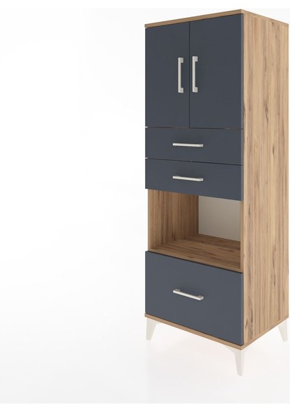 Hyperion Dolap 3 Raflı 3 Çekmeceli 2 Kapaklı 60X44X163 Çam-Antrasit modelleri