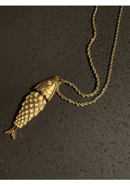 Çelik Balık 14K Kaplama Burgu Kolye