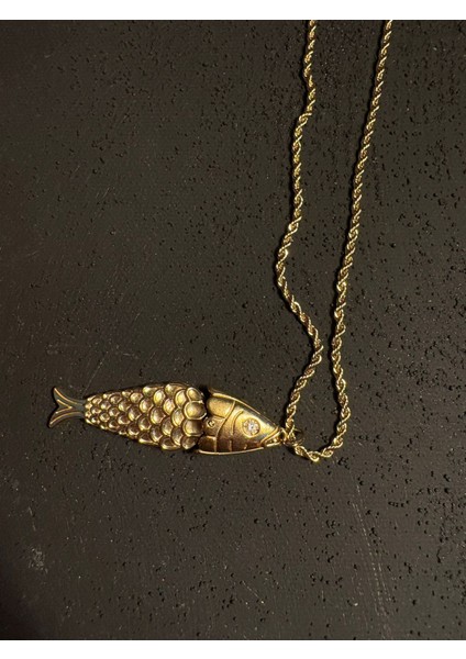 Çelik Balık 14K Kaplama Burgu Kolye modelleri