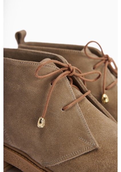 Henna Hakiki Deri Vizon Süet Bağcıklı Kadın Bot fırsatları