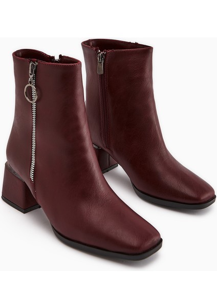 Deyana Bordo Fermuar Aksesuarlı Bot modelleri