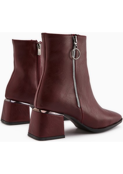 Deyana Bordo Fermuar Aksesuarlı Bot indirimleri