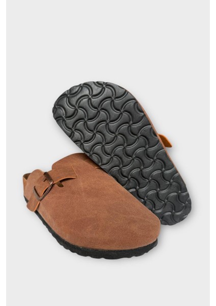 Unisex Toka Detaylı Mantar Anatomik Tabanlı Terlik Tarçın