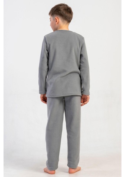 Erkek Çocuk Gri Renk Uzun Kollu Polar Pijama Takımı C1T0N0205 fırsatları