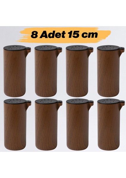 Mobilya Kanepe Koltuk Yatak Baza Yükseltme Ayağı Ayakları 8 Adet Plastik Kubik Kestane Kahvesi 15 cm
