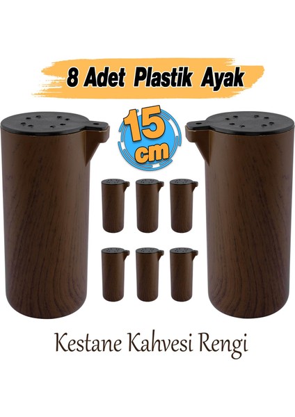 Mobilya Kanepe Koltuk Yatak Baza Yükseltme Ayağı Ayakları 8 Adet Plastik Kubik Kestane Kahvesi 15 cm modelleri