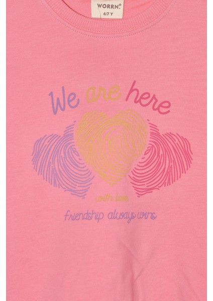 Kız Çocuk %100 Pamuk Kalp Desenli Bisiklet Yaka Trend Sweatshirt - 1022S fiyatları