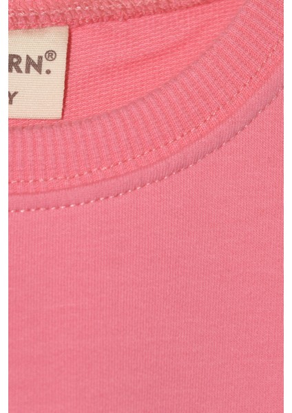 Kız Çocuk %100 Pamuk Kalp Desenli Bisiklet Yaka Trend Sweatshirt - 1022S modelleri