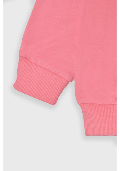 Kız Çocuk %100 Pamuk Kalp Desenli Bisiklet Yaka Trend Sweatshirt - 1022S fırsatları