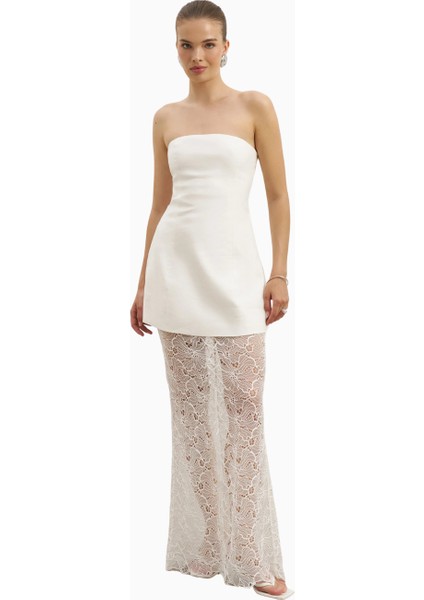 Lace Column Maxi Feminen Siluet Kadın Etek fiyatları