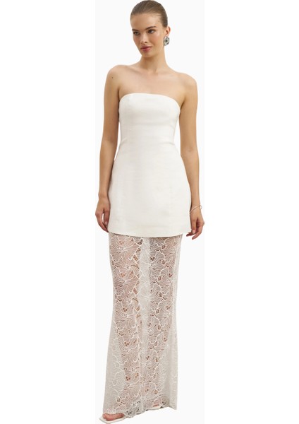 Lace Column Maxi Feminen Siluet Kadın Etek modelleri