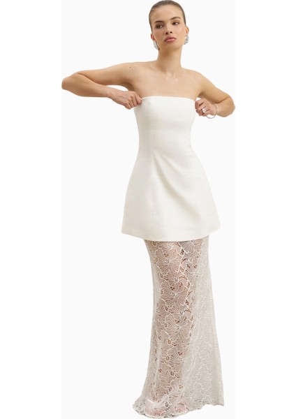 Lace Column Maxi Feminen Siluet Kadın Etek fırsatları