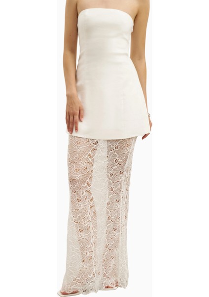 Lace Column Maxi Feminen Siluet Kadın Etek