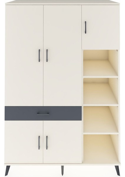 Kronos Dolap 10 Raflı Tek Çekmeceli 5 Kapaklı 132X59X195 Aytaşı-Aytaşı/antrasit