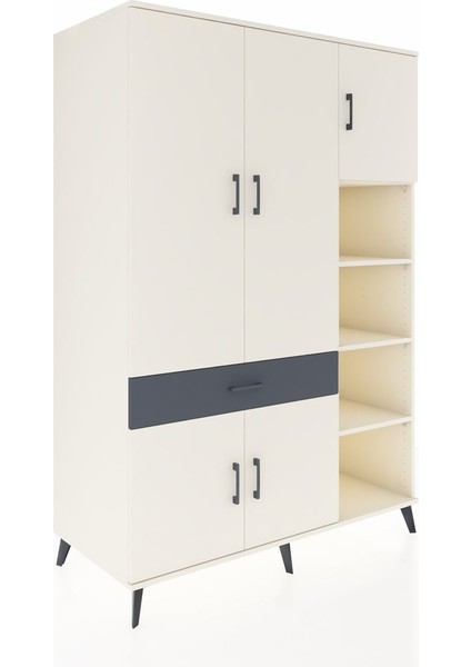 Kronos Dolap 10 Raflı Tek Çekmeceli 5 Kapaklı 132X59X195 Aytaşı-Aytaşı/antrasit fiyatları