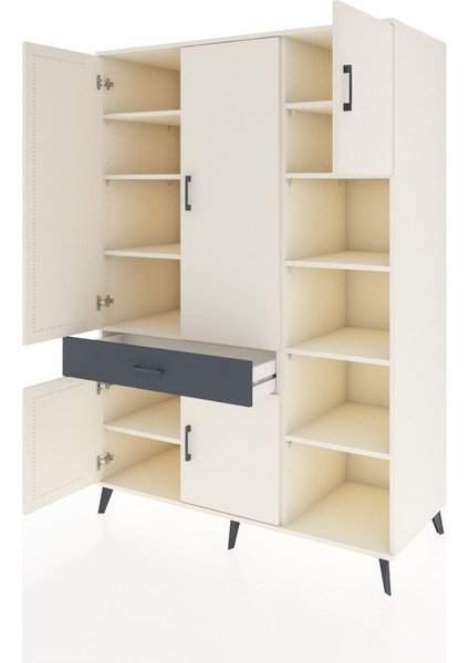 Kronos Dolap 10 Raflı Tek Çekmeceli 5 Kapaklı 132X59X195 Aytaşı-Aytaşı/antrasit modelleri