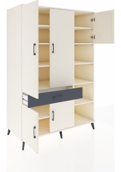 Kronos Dolap 10 Raflı Tek Çekmeceli 5 Kapaklı 132X59X195 Aytaşı-Aytaşı/antrasit indirimleri