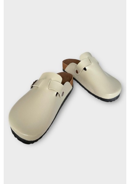 Unisex Toka Detaylı Mantar Anatomik Tabanlı Terlik Krem fırsatları