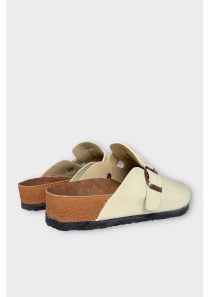 Unisex Toka Detaylı Mantar Anatomik Tabanlı Terlik Krem indirimleri