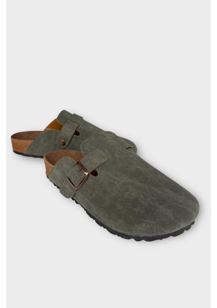 Unisex Toka Detaylı Mantar Anatomik Tabanlı Terlik Haki fiyatları