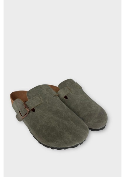 Unisex Toka Detaylı Mantar Anatomik Tabanlı Terlik Haki modelleri