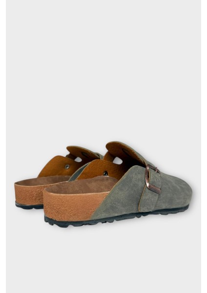 Unisex Toka Detaylı Mantar Anatomik Tabanlı Terlik Haki indirimleri