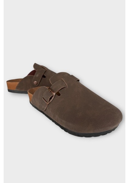 Unisex Toka Detaylı Mantar Anatomik Tabanlı Terlik Kahverengi fiyatları