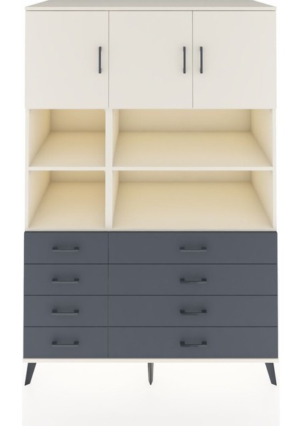 Kronos Dolap 8 Raflı 8 Çekmeceli 3 Kapaklı 132X59X195 Aytaşı-Aytaşı/antrasit