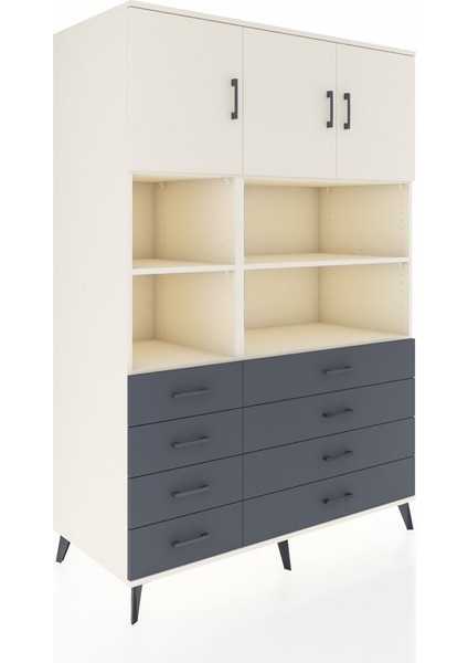 Kronos Dolap 8 Raflı 8 Çekmeceli 3 Kapaklı 132X59X195 Aytaşı-Aytaşı/antrasit fiyatları