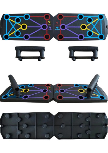 Katlanır Şınav Standı Push Up Çok Renk Kodlu Taşınabilir Kas Eğitim Tahtası Fitness Egzersiz Ekipmanları modelleri