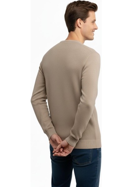 Erkek Sıfır Yaka Kazak Petek Örgü Klasik Kalıp 5243C BGL-ST04859 modelleri