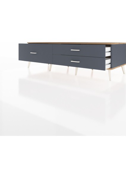 Kronos Tv Ünitesi 3 Çekmeceli 176X59X51 Antrasit-Çam/antrasit modelleri
