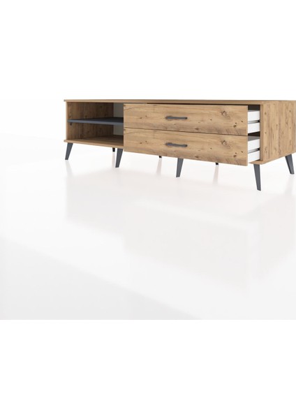Kronos Tv Ünitesi Tek Raflı 2 Çekmeceli 176X59X51 Çam-Antrasit/çam modelleri