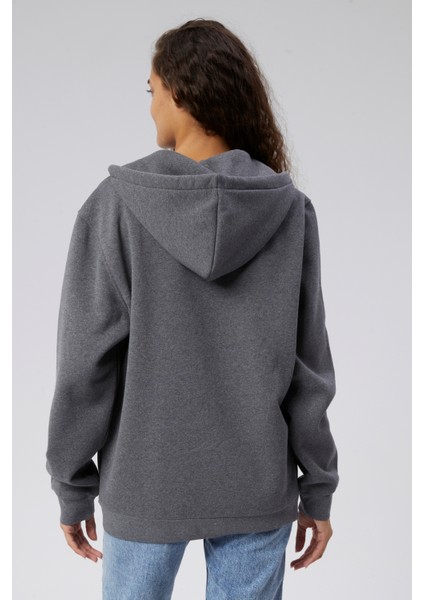 Mooncover Kadın Fermuarlı Kapşonlu Kanguru Cepli Sweatshirt