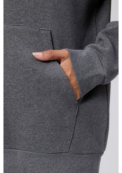Mooncover Kadın Fermuarlı Kapşonlu Kanguru Cepli Sweatshirt