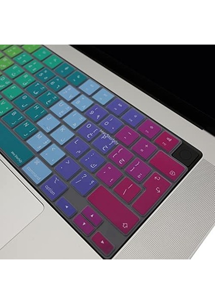 MacBook Klavye Koruyucu Arapça Baskılı Uk-Ters L Enter Tipi Ultra Ince Hafif Yıkanabilir Silikon Klavye Filmi Air 13,6-15,3inç- Pro 14,2-16,2inç M1-M2-M3-M4 Pro Max Uyumlu Pembe Yeşil fiyatları