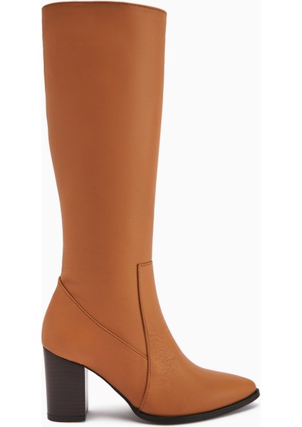 Vilda Hakiki Deri Taba Sivri Burunlu Kadın Çizme