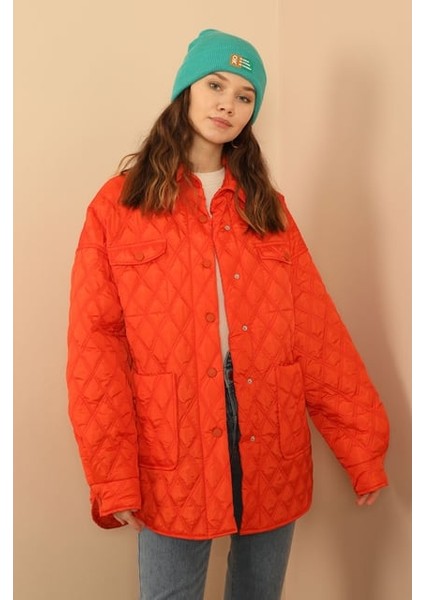 Kapitone Kumaş Çift Dikiş Desen Kadın Mont fırsatları