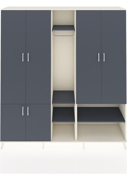 Hyperion Dolap 15 Raflı 5 Kapaklı Tek Askılı 220X44X243 Aytaşı-Antrasit/antrasit