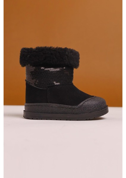 Eleen Siyah Pullu Içi Kürklü Bebe Bot