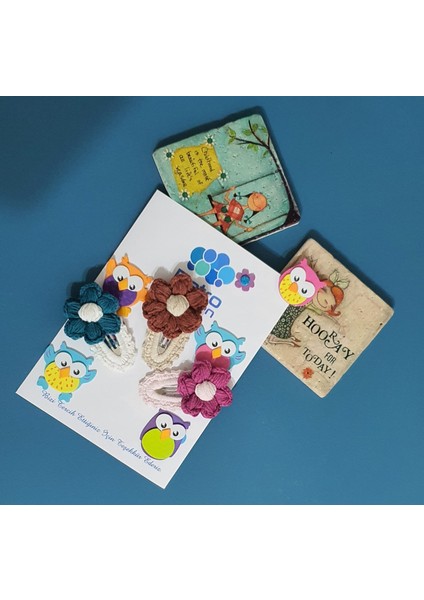 Kız Çocuk Bebek Örgü Yün Tül Fiyonk Doğum Günü Hediye Üçlü Sevimli Çıtçıt Klips Toka Seti